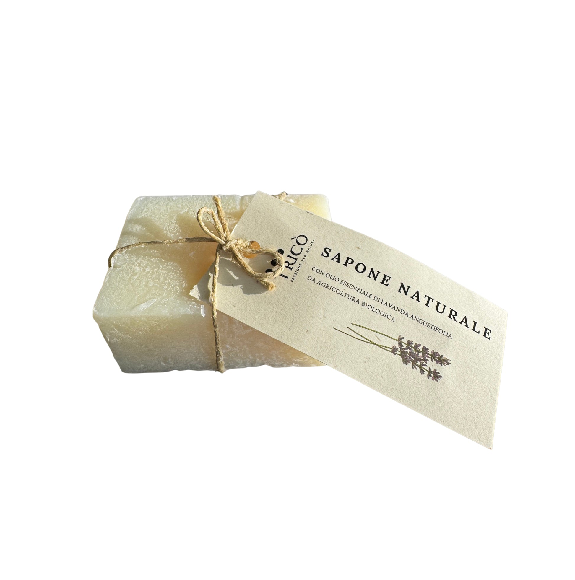 Sapone naturale lavanda su sfondo neutro